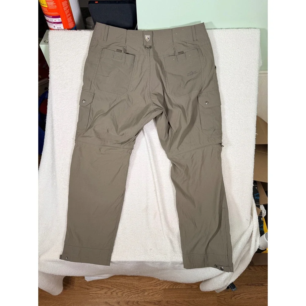 Kuhl Renegade Cargo Convertible Pants‎ Khaki Tan Stealth Zip Hiking Mens 35.5x30